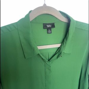 NWOT Mossimo Kelly Green button down adj. sleeve L